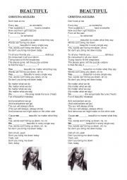 English Worksheet: Song: Beautiful by Christina Aguilera