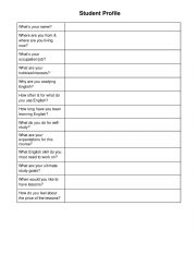 English Worksheet: Student Profile