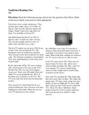 English Worksheet: TV Reading Comphrension 