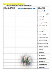 English Worksheet: A Brief History of the Paralympics Games - Activity 1 - Vocabulary