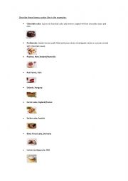 English Worksheet: Describe famous cakes