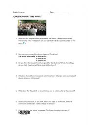 English Worksheet: TEST on the movie: THE WAVE 