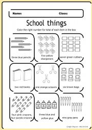 English Worksheet: School things