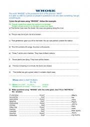 English Worksheet: Whose