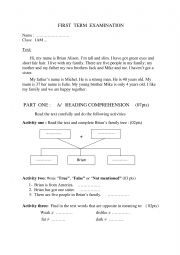 English Worksheet: exam2