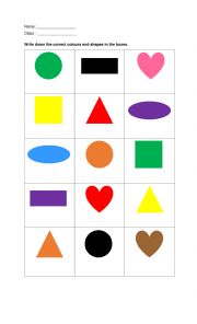 English Worksheet: Colours and Shapes