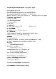 English Worksheet: Essay writing key phrases 