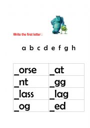 English Worksheet: Letters a-h