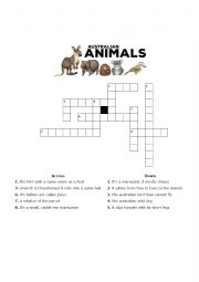 English Worksheet: Animals in Australia Crossword