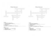 English Worksheet: Shakespeare crosswords