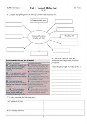 English Worksheet: Lesson 1 Holidaying