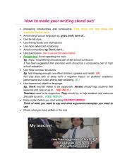 English Worksheet: How to make your writing stand out