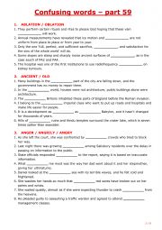 English Worksheet: Confusing words - part 59