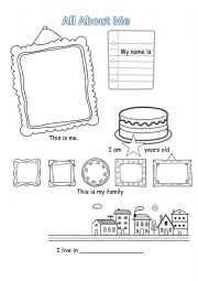 English Worksheet: All About Me 