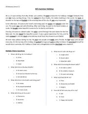 English Worksheet: Summer holidays