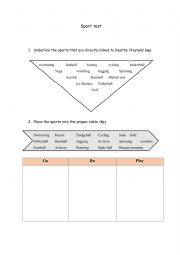 English Worksheet: Sport test