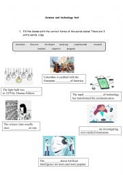 English Worksheet: Science and Technology test