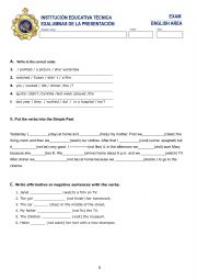 English Worksheet: simple past exam