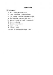 English Worksheet: To be practice