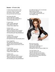 English Worksheet: Beyonce - If i were a boy