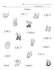 English Worksheet: ALPHABET CAT GUTS