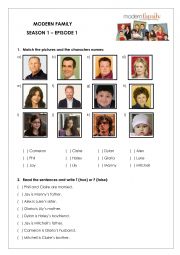 English Worksheet: Modern Family S01 E01