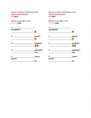 English Worksheet: Whose + possessive pronouns