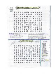 English Worksheet: wordsearch  for the moments of the day + seasons