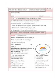 English Worksheet: Over the Rainbow