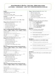 English Worksheet: LISTENING  GRAMMAR  AND TEXT COMPREHENSION ECERCISE