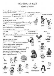 English Worksheet: When will my life begin - Tangled