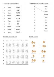 English Worksheet: number - spelling