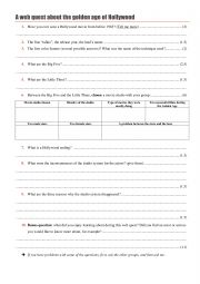 English Worksheet: A webquest about the Golden Age of Hollywood