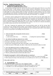 English Worksheet: exam1