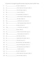 English Worksheet: A1+ -A2 Present Perfect Practise - 12 positive & 12 negative gap-fill sentences 