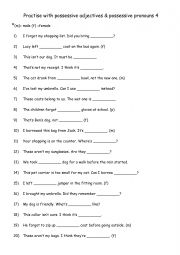 English Worksheet: Practise with possessive adjectives & possessive pronouns 4
