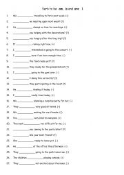 English Worksheet: Verb to be am, is and are  1