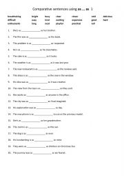 Comparative sentences using as ... as  1