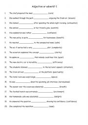 English Worksheet: Adjective or adverb 1