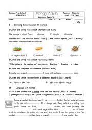 English Worksheet: mid term Test n 2 7th form