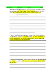 English Worksheet: writing topics