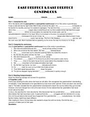 English Worksheet: PAST PERFECT PAST PERFECT CONTINUOS