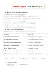 English Worksheet: future simple; will vs going to