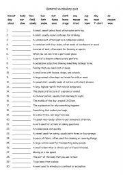 English Worksheet: A1 General vocabulary quiz