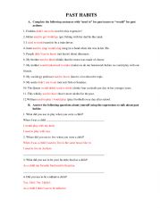 English Worksheet: Past Habits