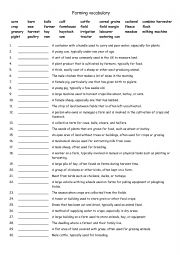 English Worksheet: A2-B1 Farming vocabulary