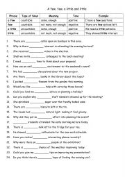 English Worksheet: A few, few, a little and little 2