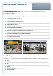 English Worksheet: Booking a Flight and Checking In (English Listening: A2)