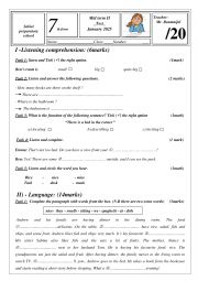 English Worksheet: mid term 2 7th form 2025