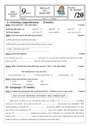 English Worksheet: mid term2 9th form 2025